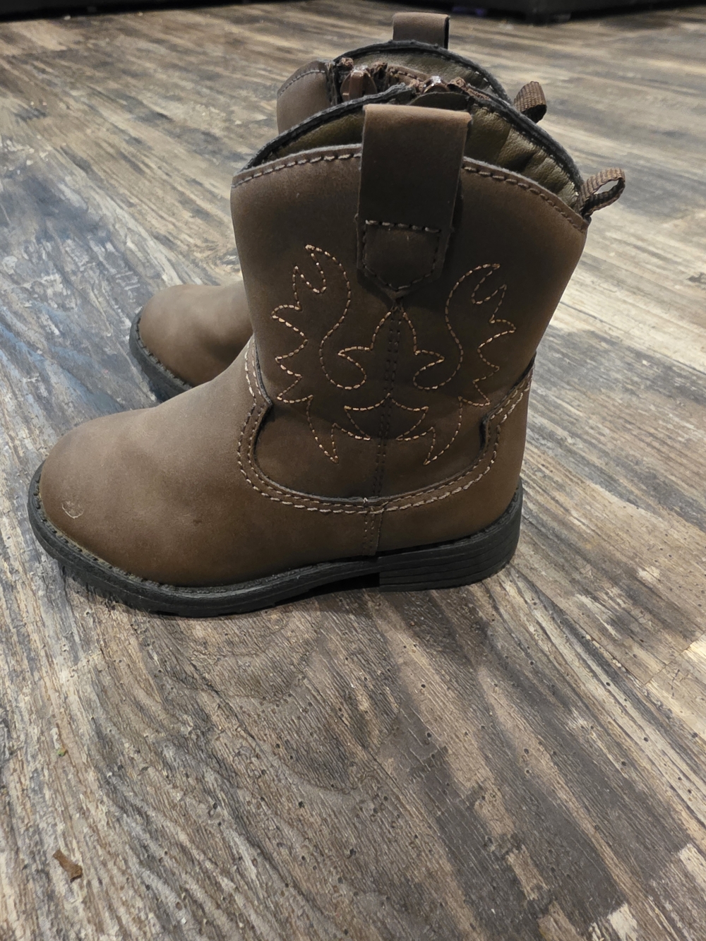 Kids Brown Western Pull-On Cowboy Boots